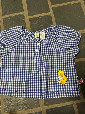 Sesame Street Big Bird Blue Gingham Toddler Top